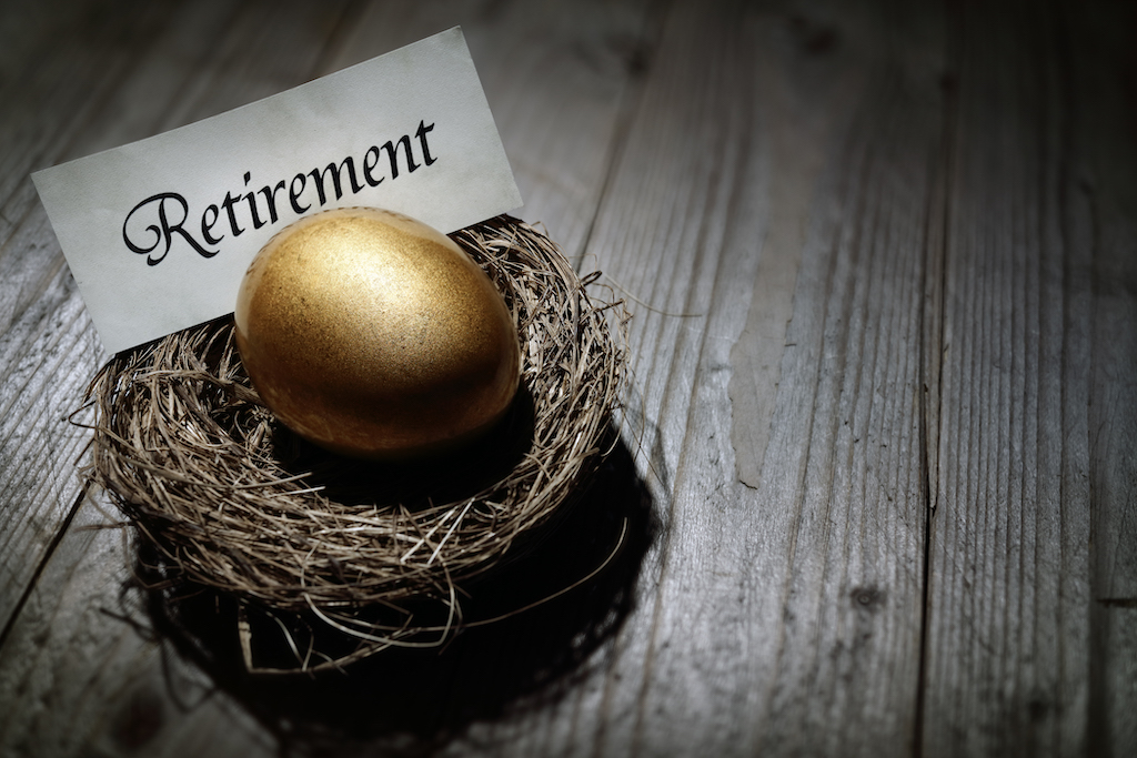 Golden nest egg concept for retirement savings, as part of tax planning.