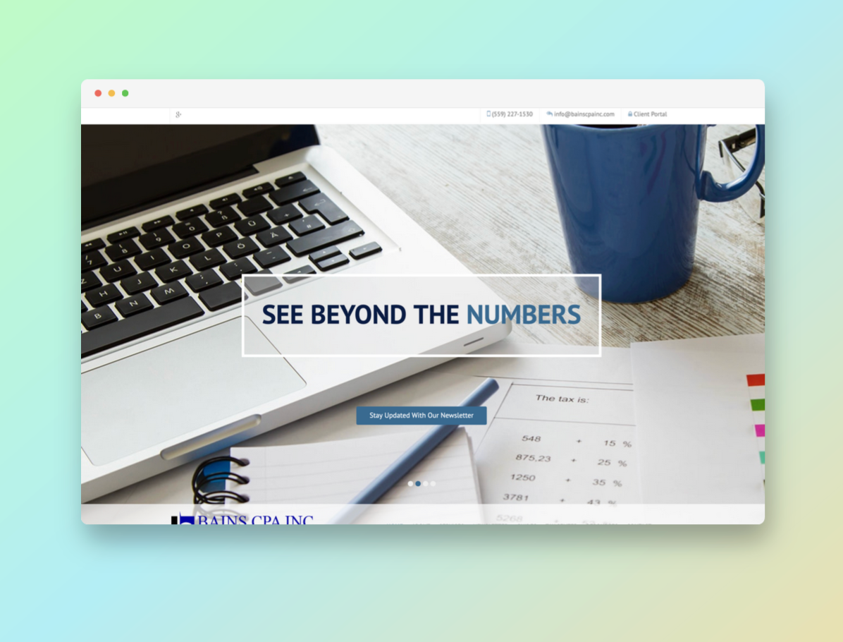 Bains CPA Inc website screenshot